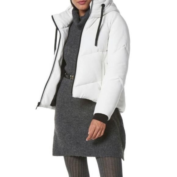 Marc New York Performance Vegan Leather Puffer Jacket Winter WhiteSize Medium